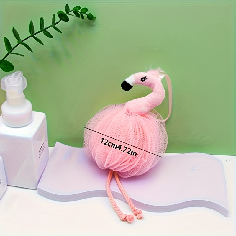 1pièce Design Flamingo Exfoliant Maison Spa Douche Loofah Puffs Éponge Balle de Bain, Pouf Brosse En Maille, Balle de Nettoyage de Bain Spa Pour Visage Corps, Rich Foams Bubbl