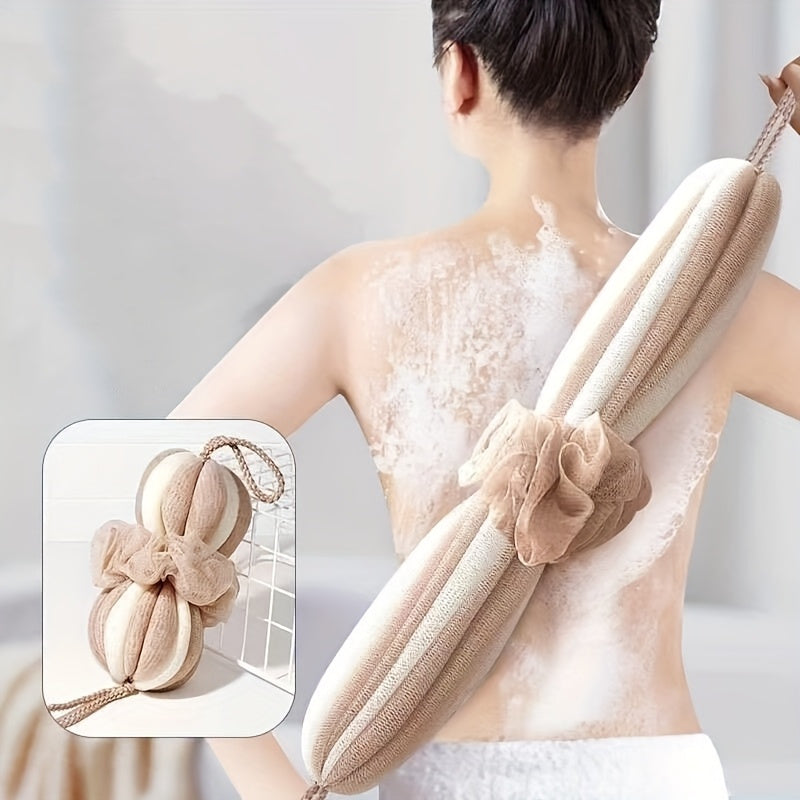 Une grande éponge de bain extensible en konjac, sans perte de poils, un gant de toilette long pour le lavage du corps, une boule de mousse, des fournitures de bain à bulles, avec un gratte-tos, pour les adultes, sans besoin d'électricité.