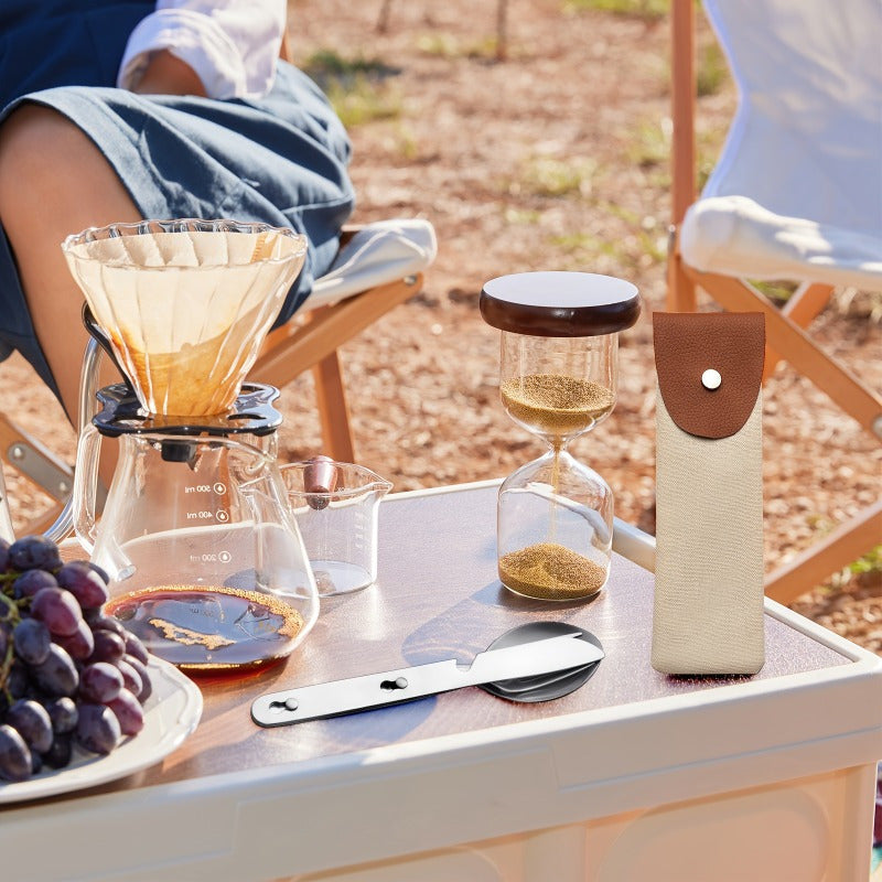 A Collection of Stainless Steel Utensils for Outdoor Use, Including a Knife, Fork, And Spoon - Convenient for Storage And Folding, Ideal for Camping Dining.