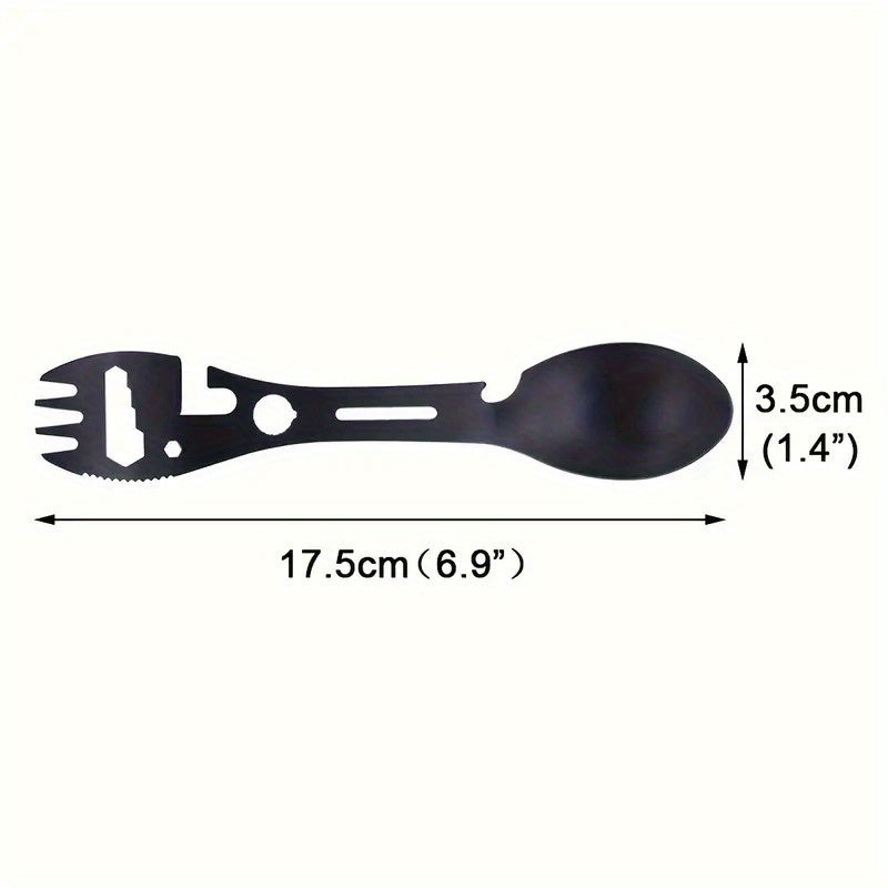 10-in-1 Multifunctional Camping Spork, Stainless Steel Spoon Fork, with Cutter Jar Opener Wrench, for Kitchen Outdoor Hiking Backpacking Accessories, for Restaurant
