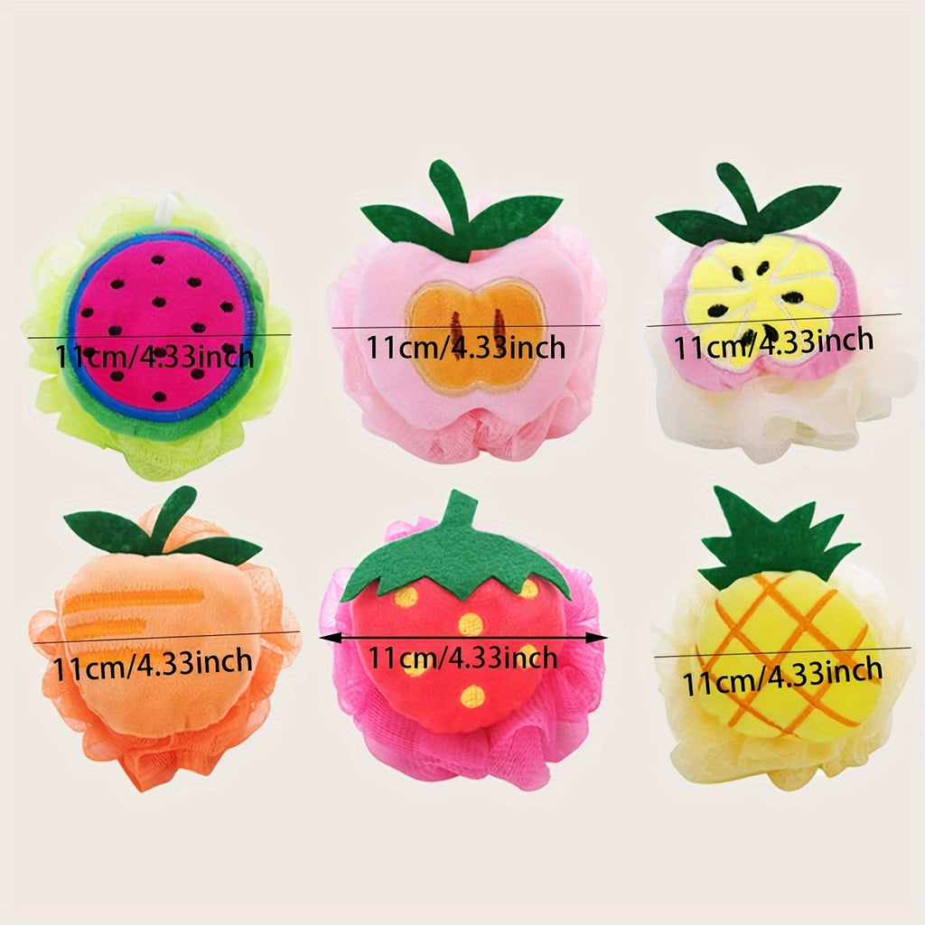Lot de 4 Fleurs de Bain pour Bébés Filles, Balles de Bain Douces et Non-Éparpilantes pour Bébés Garçons, Balles de Bain à Motifs de Fruits