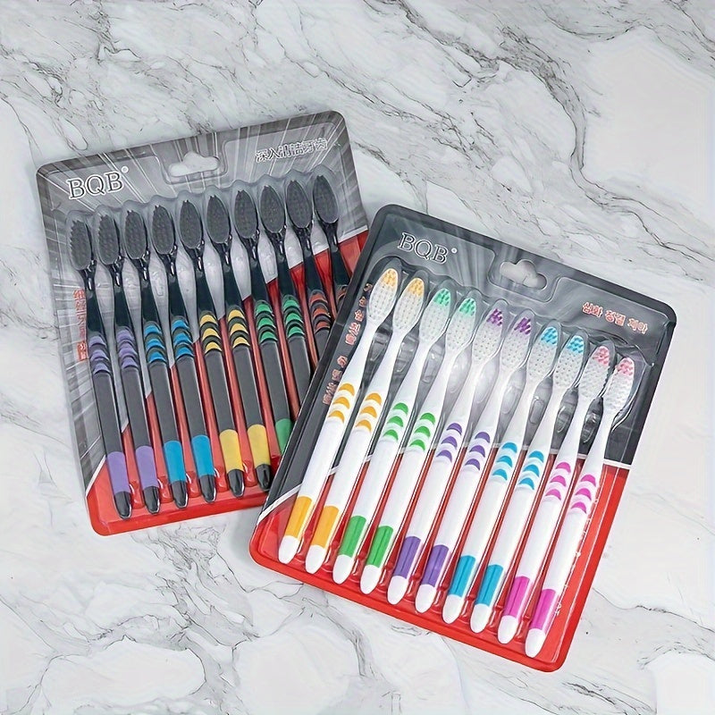 Ensemble de brosses à dents ultra-douces avec poils en charbon de bambou, brosse à dents personnelle adulte, hygiène bucco-dentaire colorée