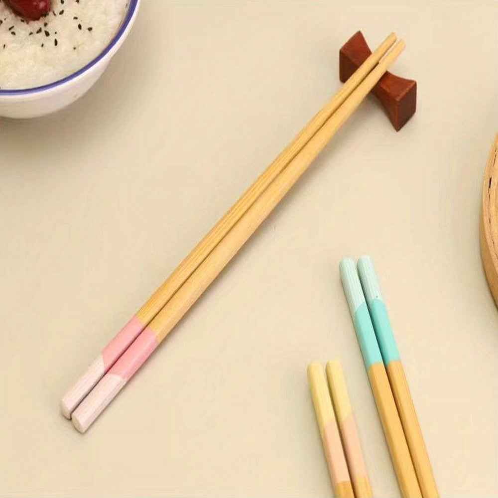5 Pairs of Premium Bamboo Chopsticks - High-Temperature Resistant, Anti-Slip, Reusable, Lightweight, Dishwasher Safe, Easy to Clean, Kitchen Essentials for Healthy Eating