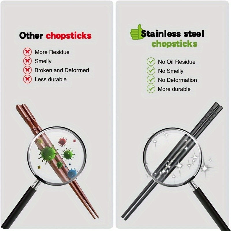5 Pairs Black Patterned Chopsticks, Household Anti-slip Chopsticks, High Temperature Resistant Chopsticks