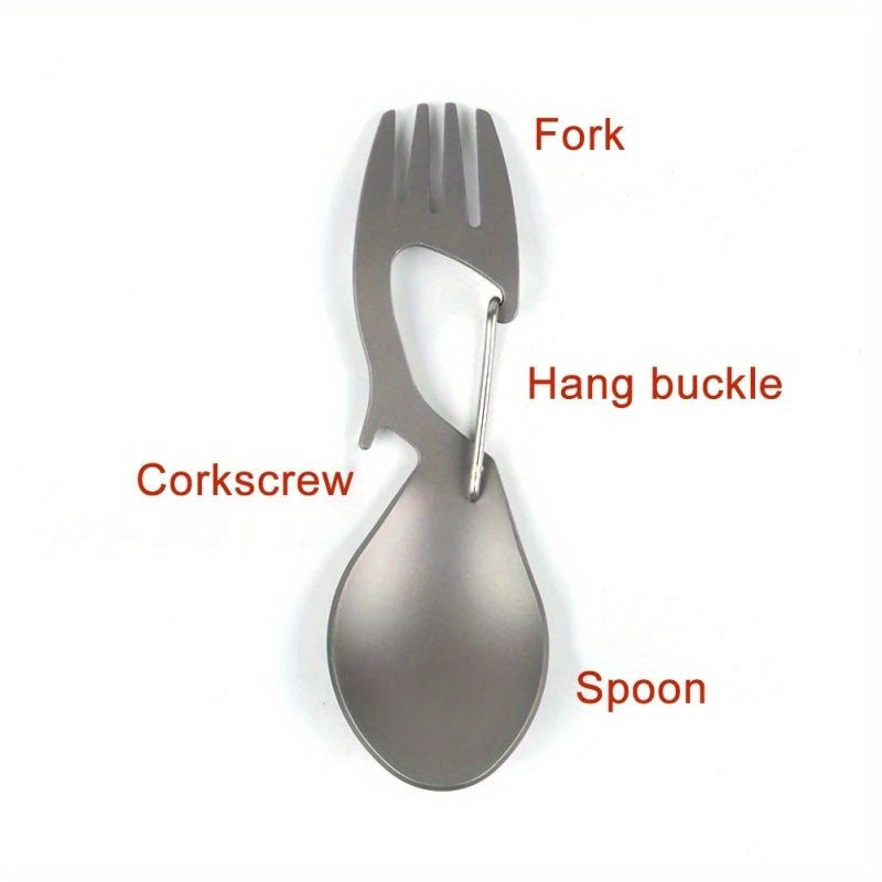 Multi-Functional Outdoor Camping Spoon: Ultra-Light Titanium Tableware for Picnic, BBQ, And Portable Food - Includes Fork And Spoon - Polished Stainless Steel