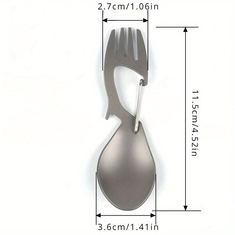 Multi-Functional Outdoor Camping Spoon: Ultra-Light Titanium Tableware for Picnic, BBQ, And Portable Food - Includes Fork And Spoon - Polished Stainless Steel