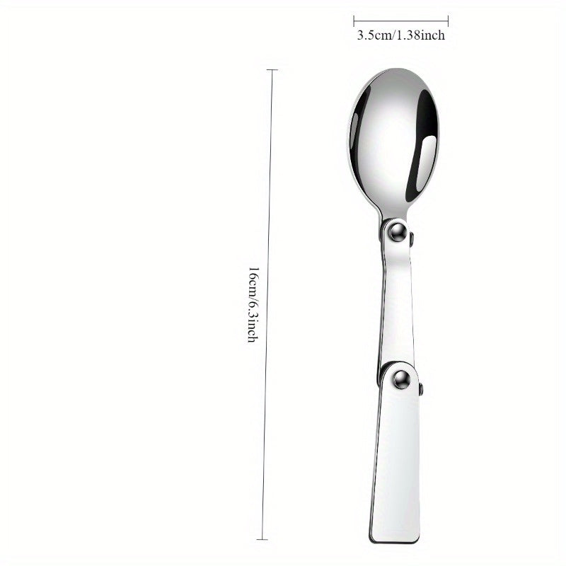 1 Set Stainless Steel Foldable Flatware - Polished Finish, Portable Camping Cutlery, Compact Travel Fork and Spoon Set for Outdoor, Picnic, Fishing, Boating, Backpacking