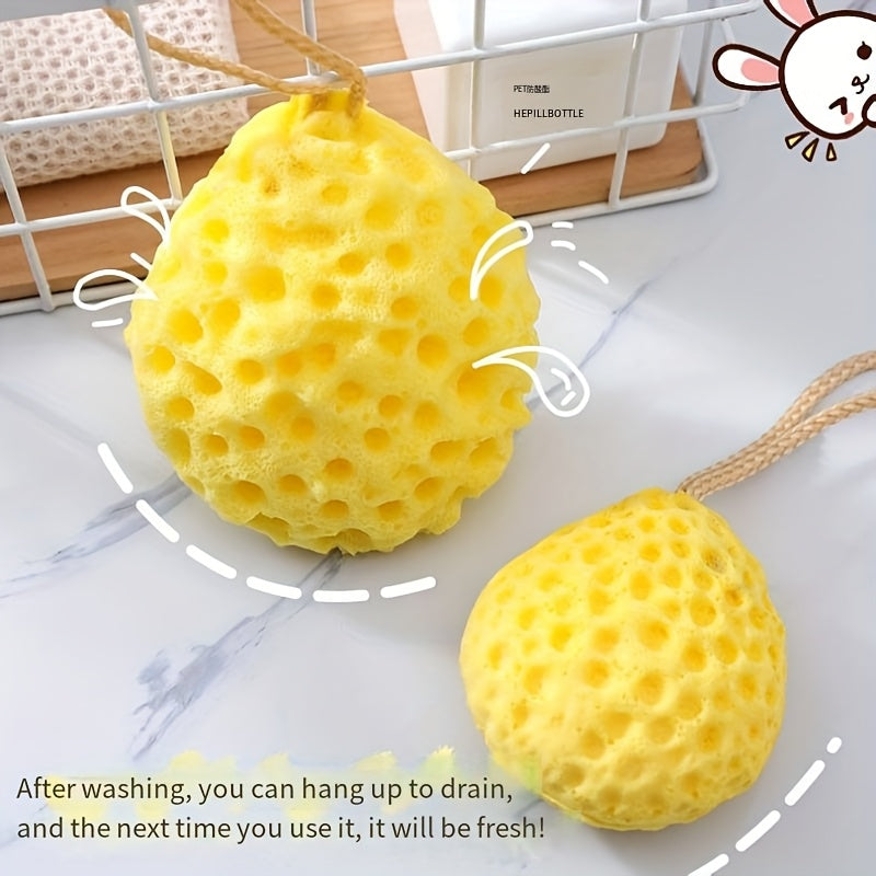 1pc Éponge de bain douce - Design de fruits mignon, non lâche, mousse hautement absorbante pour une exfoliation douce, idéale pour la douche et la salle de bain, éponge de douche | Design amusant | Éponge de bain durable