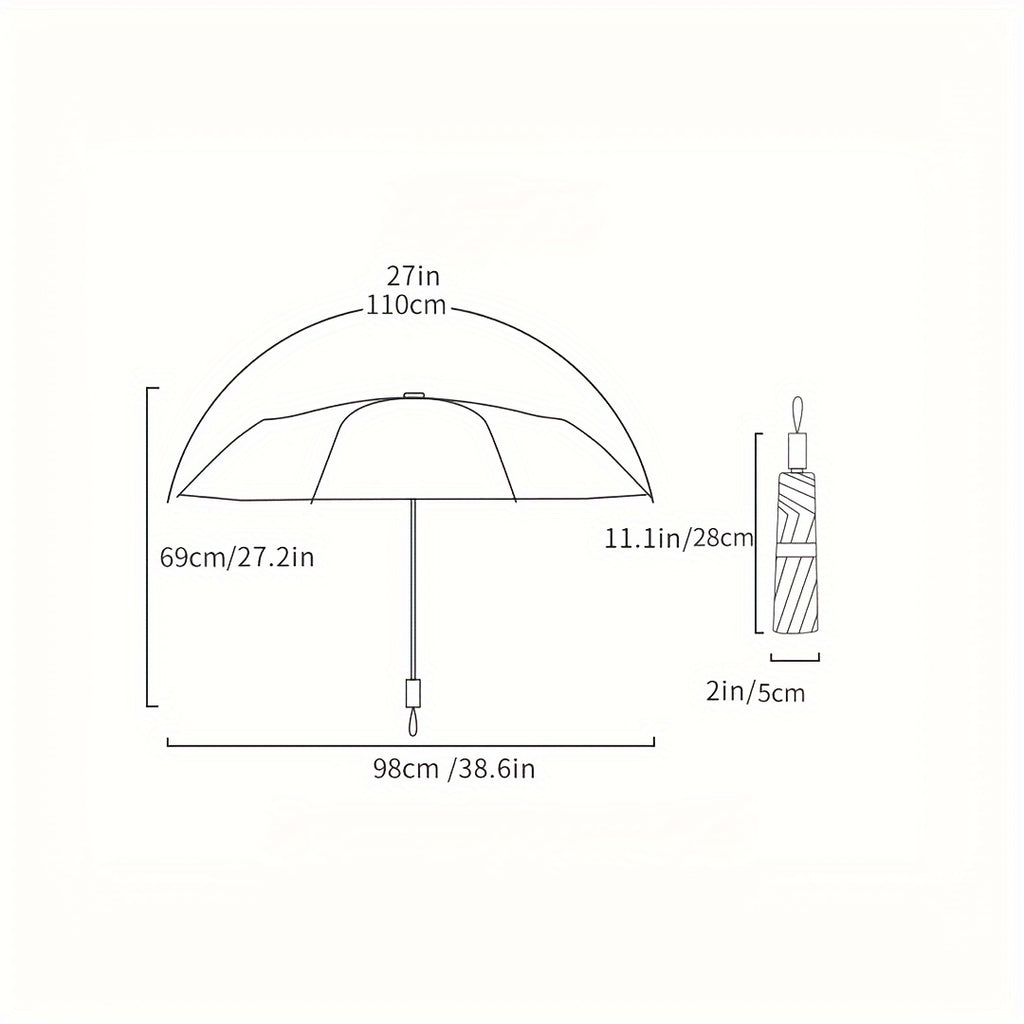 Parapluie pliant à motif floral Partysu, léger et portable, imperméable à 8 baleines, protection solaire, équipement de pluie pour les déplacements quotidiens, parapluie de voyage à main.