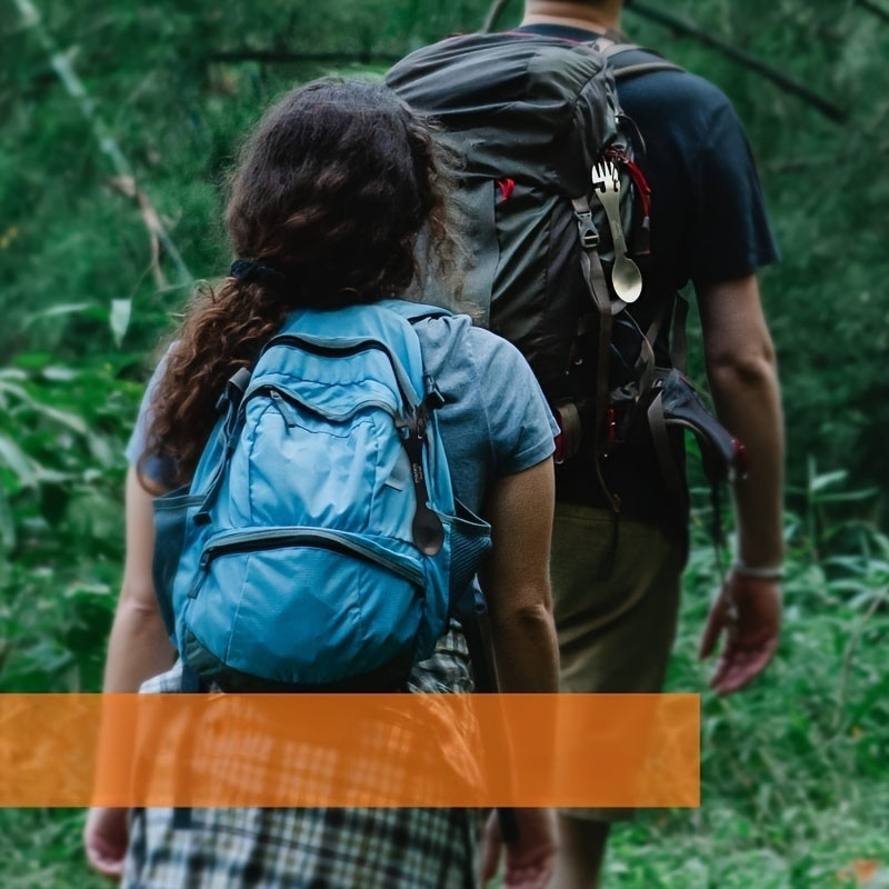 PSKOOK 2pcs Tactical Spork, 5-in-1 Stainless Steel Spoon, Fork & Knife Combo with Bottle Opener, Matte Black Finish, Outdoor Camping Utensil for Hiking & Backpacking, Camping Utensil