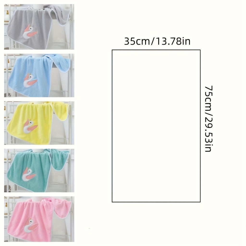 29.53*13.78inch 1pc Cartoon Swan Kid's Bath Towel, Premium Skin-friendly Soft Hand Towel, Absorbent Quick-drying Face Towel, Bathroom Supplies, Home Supplies