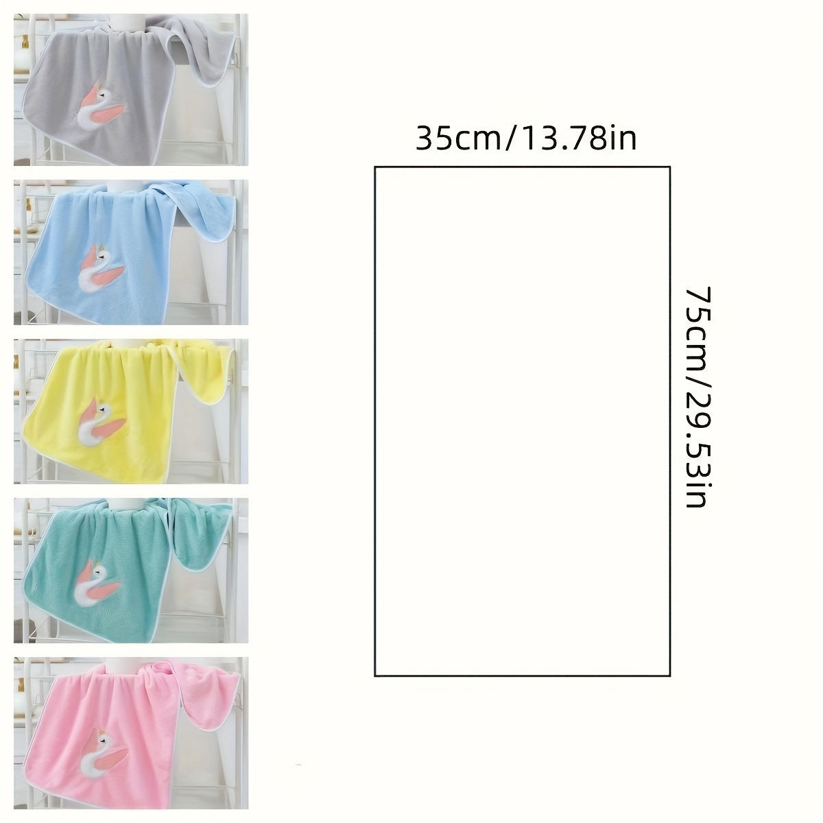 29.53*13.78inch 1pc Cartoon Swan Kid's Bath Towel, Premium Skin-friendly Soft Hand Towel, Absorbent Quick-drying Face Towel, Bathroom Supplies, Home Supplies