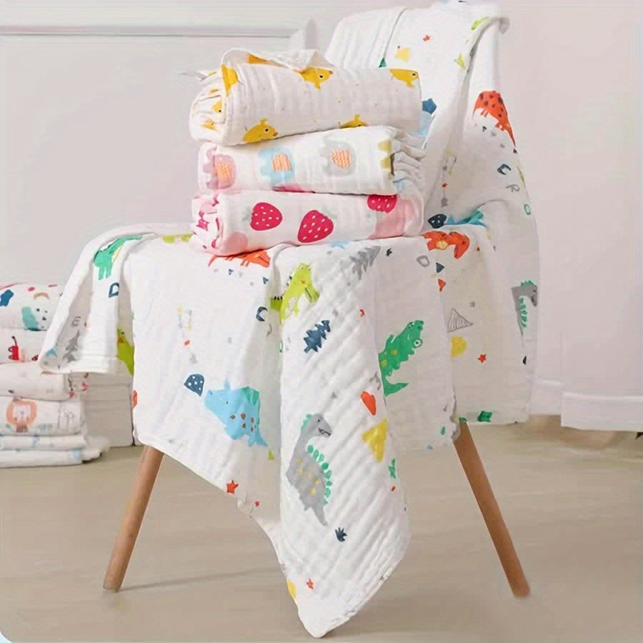 Boobee Soft & Absorbent Gauze Bath Towel for Youngsters - Cute Cartoon Design, 26.3x31.5in - Perfect Christmas or New Year's Gift