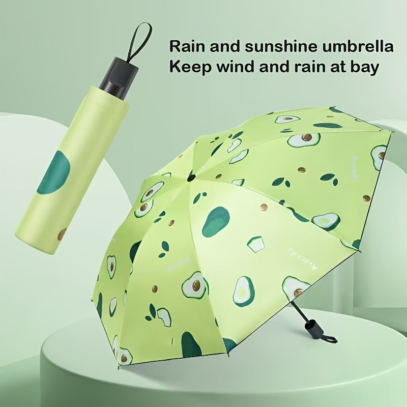 Parapluie pliant compact avec design de tranche de melon - Imperméable, protection UV, coupe-vent, parapluie de voyage portable avec cadre en métal, séparation sèche\u002Fliquide, équipement de pluie compact, favori des étudiants, parapluie mignon