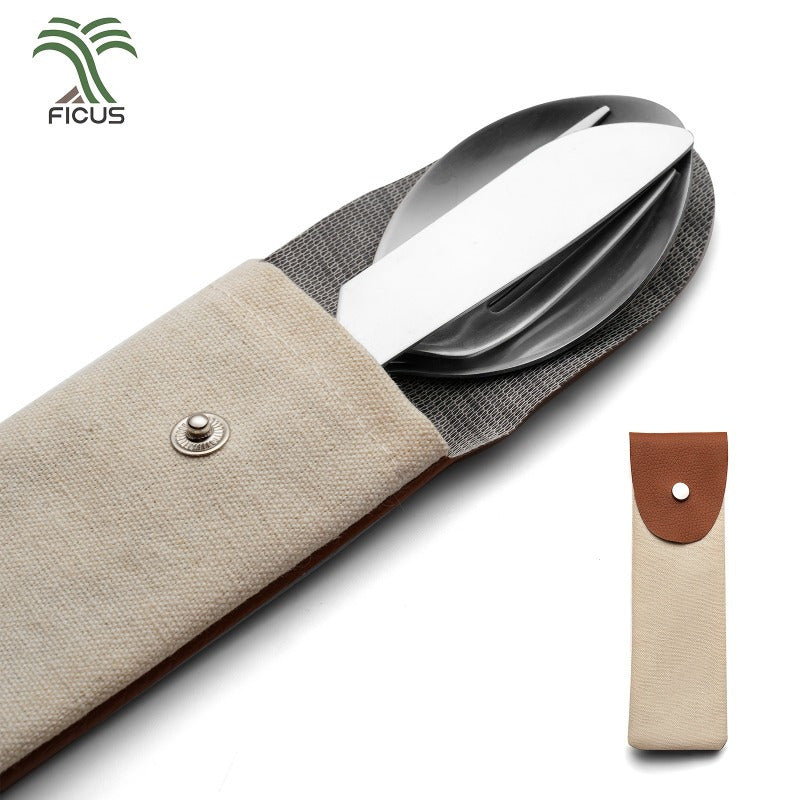 A Collection of Stainless Steel Utensils for Outdoor Use, Including a Knife, Fork, And Spoon - Convenient for Storage And Folding, Ideal for Camping Dining.