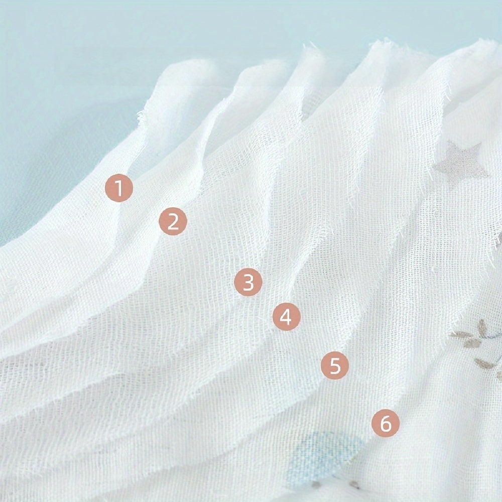 Soft Six-Layer Gauze Bath Towel Blanket for Babies, Highly Absorbent, Perfect for Swaddling.