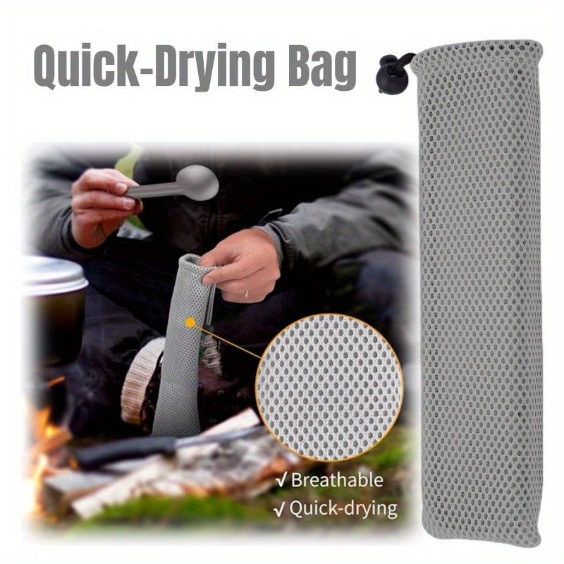 Titanium Alloy Spork with Long Handle - Ultralight, Dual-Purpose Fork and Spoon Combo with Protective Cloth Bag for Outdoor Camping and Hiking - Durable, Easy to Clean, Heat Resistant Flatware