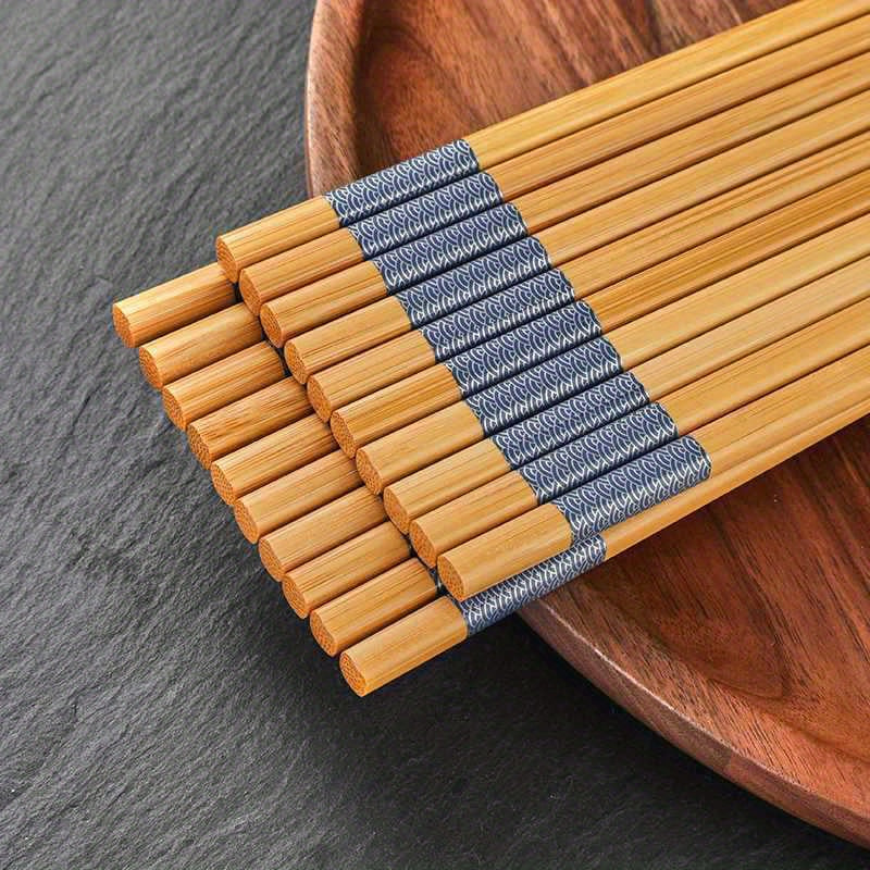 10 Pairs of Bamboo Printed Chopsticks, Reusable Long Chinese Chopsticks, Tableware, Natural and Healthy Restaurant, Gourmet, Noodles, Kitchen Accessories, Halloween, Christmas