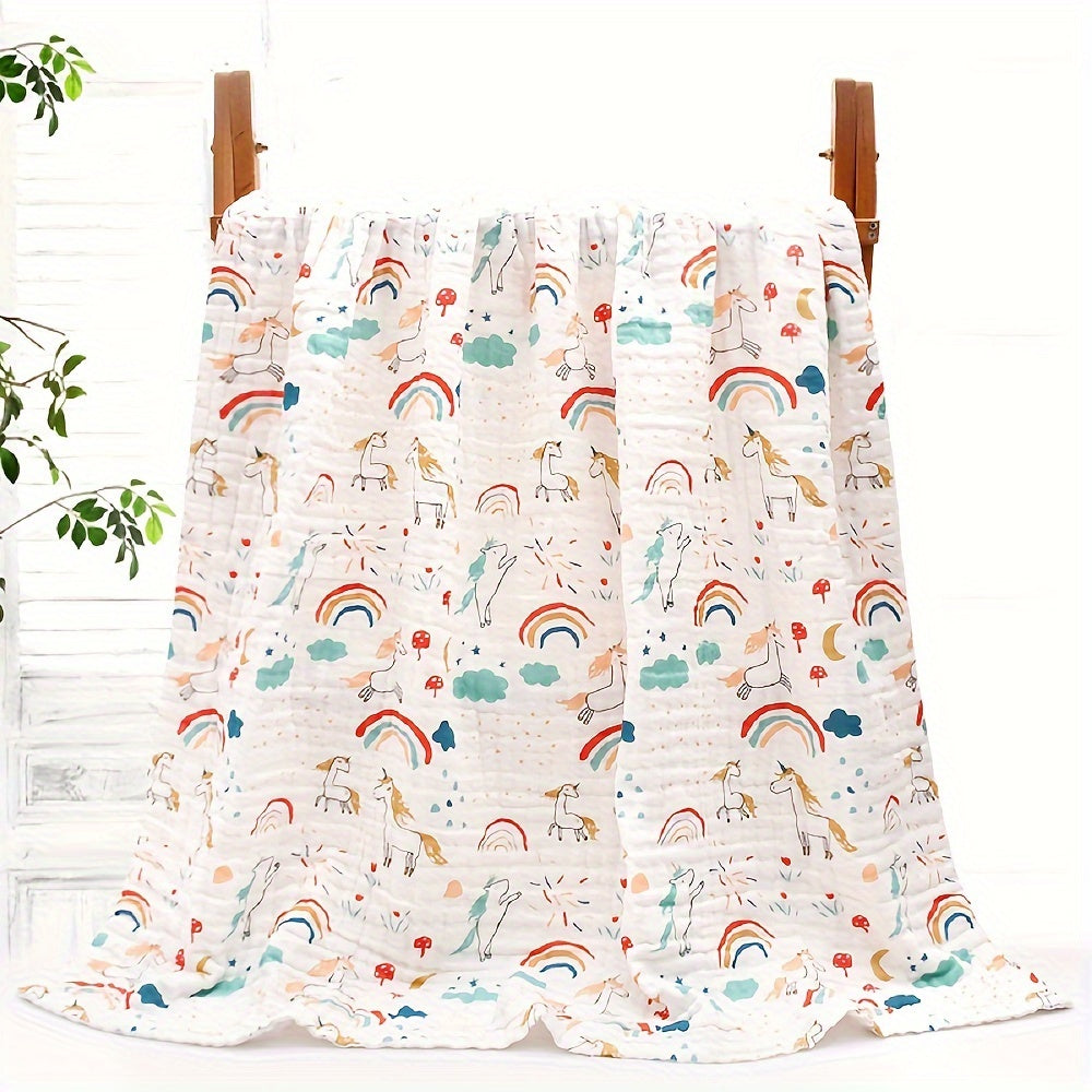 Soft Six-Layer Gauze Bath Towel Blanket for Babies, Highly Absorbent, Perfect for Swaddling.