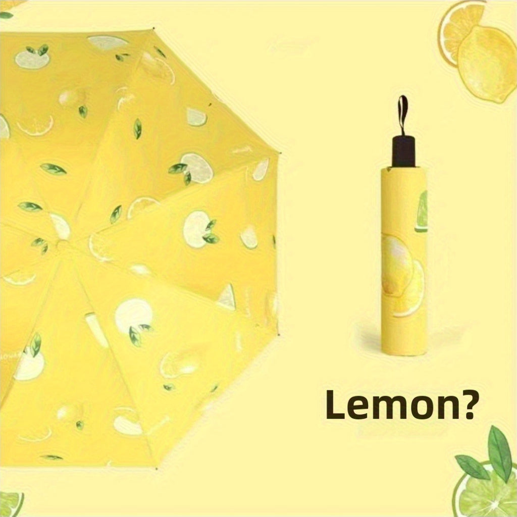Parapluie à motif de citron - Parapluie de voyage pliable manuel avec protection UV, coupe-vent et imperméable, parapluie portable et léger, adapté aux femmes et aux hommes, peut être utilisé pour un anniversaire\u002FNoël, etc.