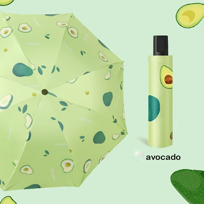 Parapluie pliant compact avec design de tranche de melon - Imperméable, protection UV, coupe-vent, parapluie de voyage portable avec cadre en métal, séparation sèche\u002Fliquide, équipement de pluie compact, favori des étudiants, parapluie mignon