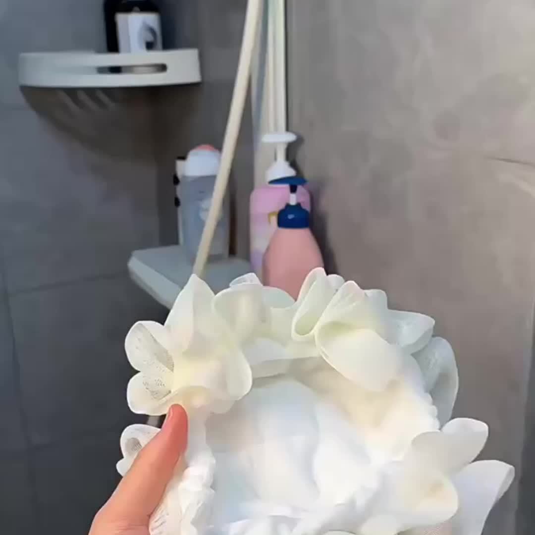 1pc Éponge Douche & Bain Double Usage - Maille Exfoliante Ultra-Douce Sans Peluche, Design Cœur pour Gommage Délicat, Hommes et Femmes, Accessoire de Soin Personnel, Maillage Haut de Gamme, Texture Ultradouce