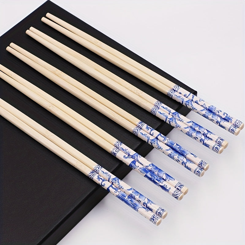 Elegant Blue Porcelain Pattern Bamboo Chopsticks - Durable, Portable, Perfect for Multiple Scenes, Ideal for Dining and Gift, Gift Item|Elegant Chopsticks|Intricate Design