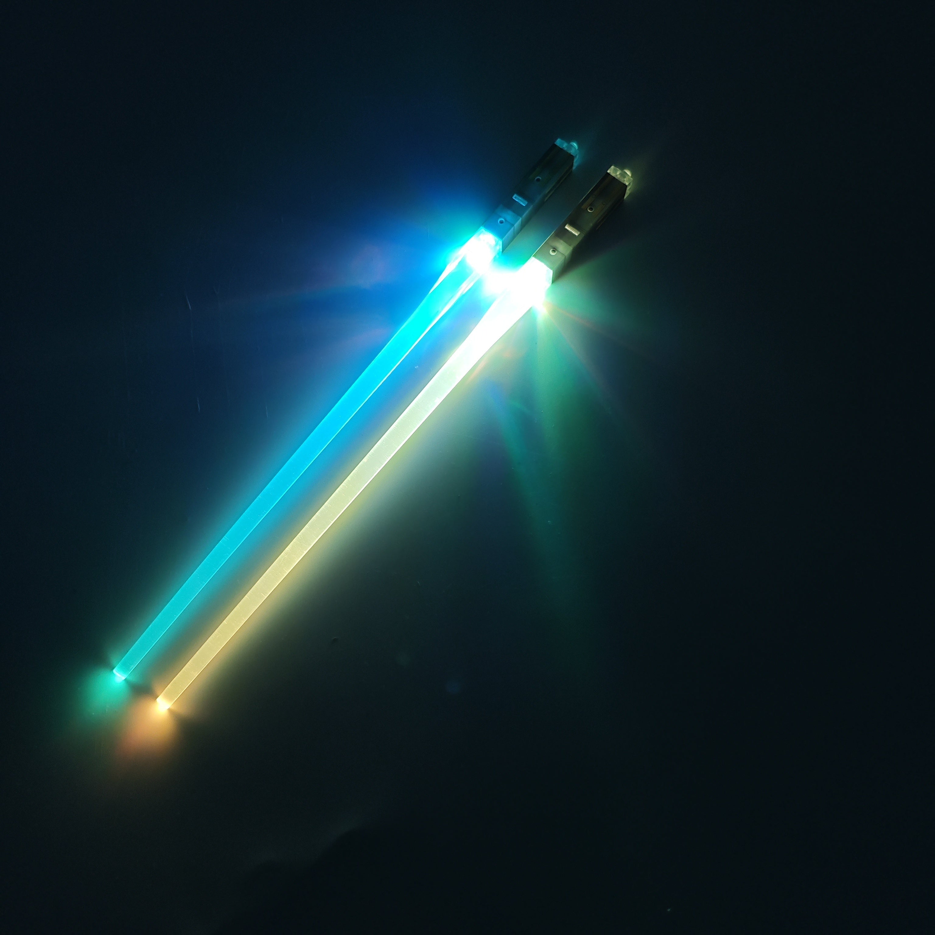 1 Pair Luminous LED Light Up Chopsticks, ABS Material, Polished Flatware Finish, Multi-Color Glow Sticks for Christmas, Halloween, New Year Festivities