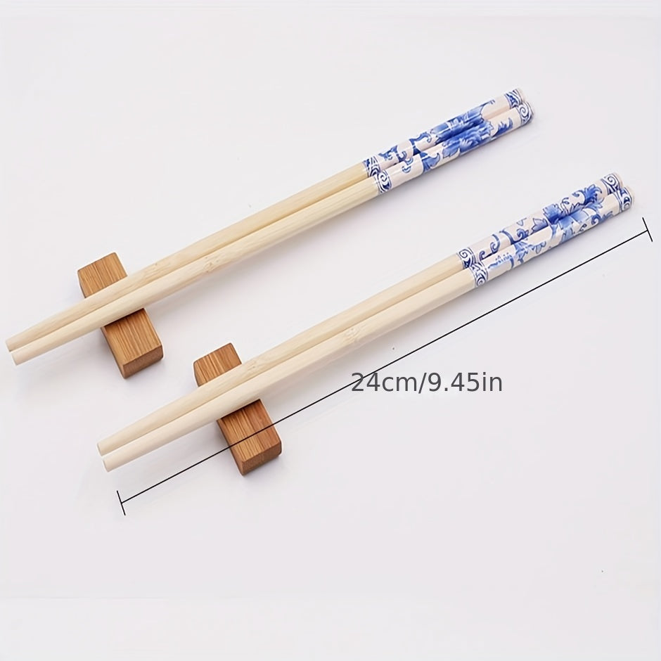 Elegant Blue Porcelain Pattern Bamboo Chopsticks - Durable, Portable, Perfect for Multiple Scenes, Ideal for Dining and Gift, Gift Item|Elegant Chopsticks|Intricate Design