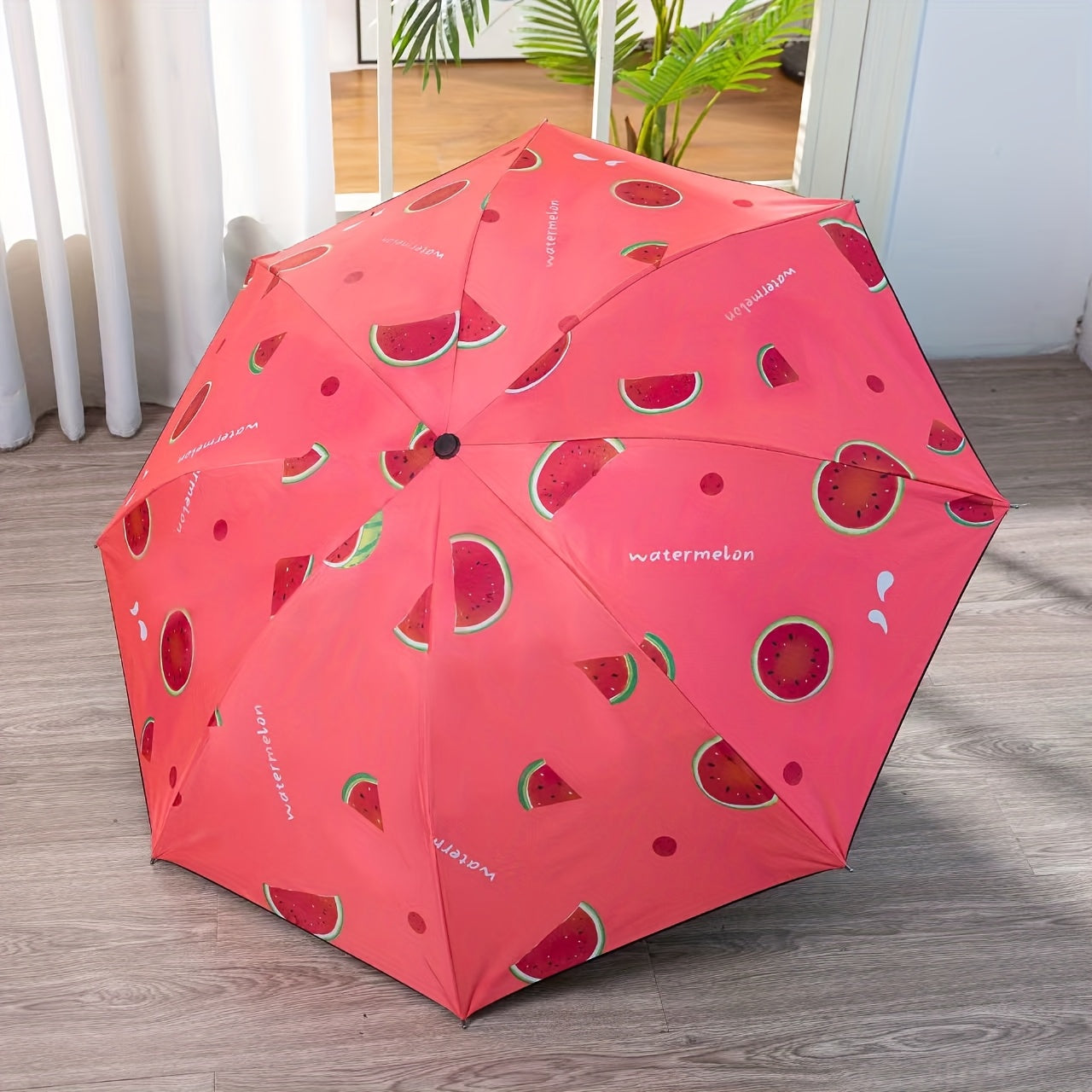 Parapluie pliant compact avec design de tranche de melon - Imperméable, protection UV, coupe-vent, parapluie de voyage portable avec cadre en métal, séparation sèche\u002Fliquide, équipement de pluie compact, favori des étudiants, parapluie mignon