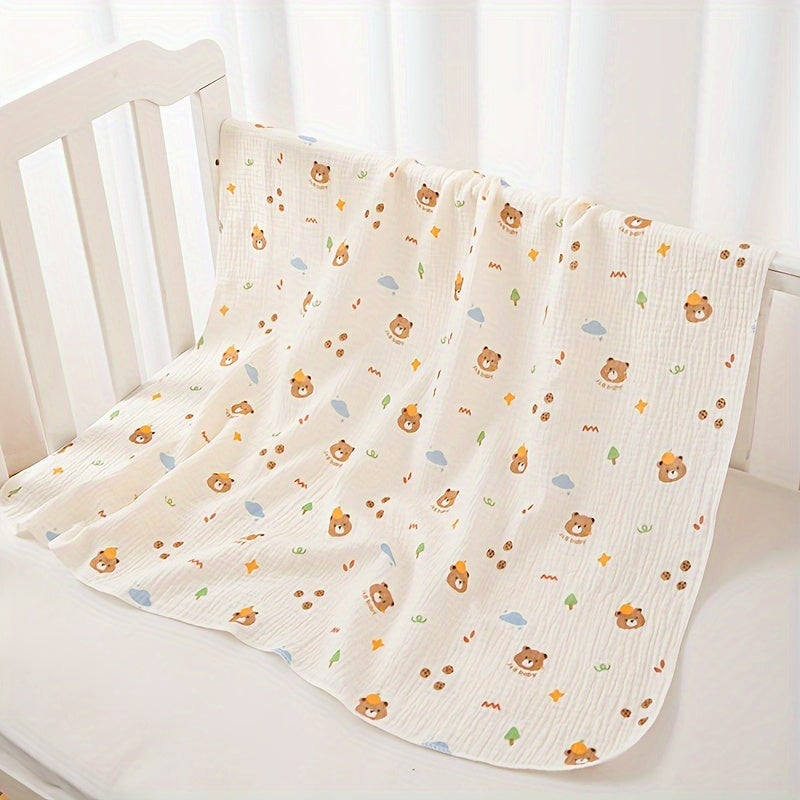 1pc 2-layer Gauze Bath Towel, Cute Cartoon Bath Towel, Animal Pattern Bath Towel, Christmas Halloween Thanksgiving Day Easter New Year Gift