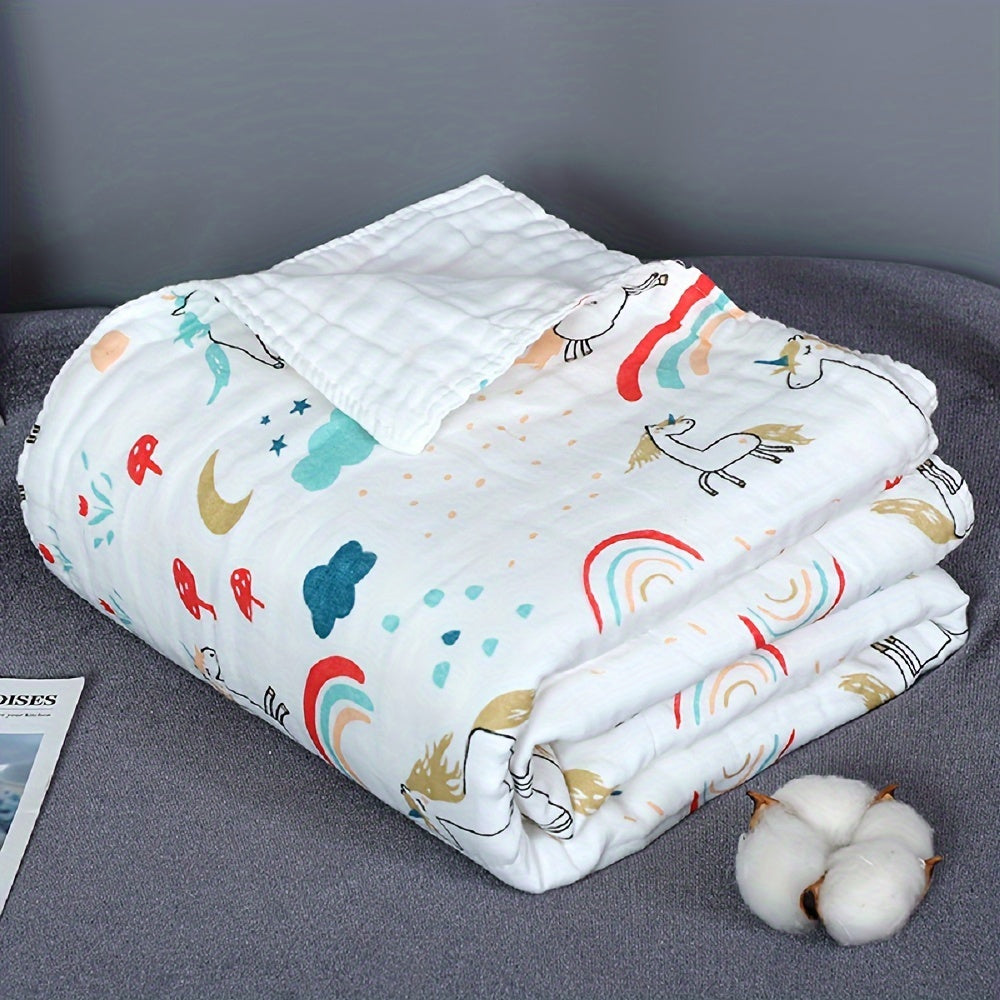 Soft Six-Layer Gauze Bath Towel Blanket for Babies, Highly Absorbent, Perfect for Swaddling.
