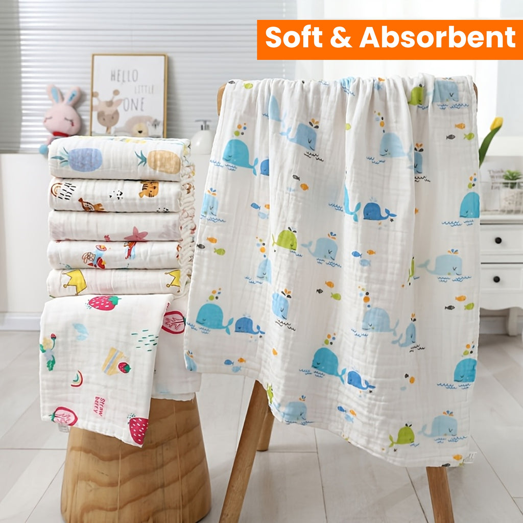 Boobee Soft & Absorbent Gauze Bath Towel for Youngsters - Cute Cartoon Design, 26.3x31.5in - Perfect Christmas or New Year's Gift