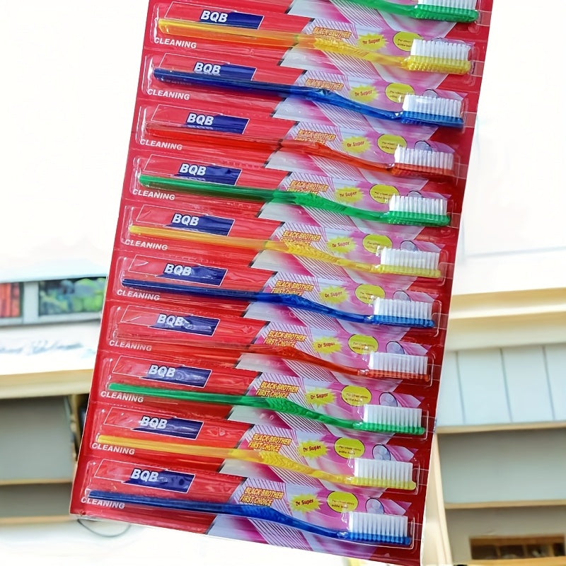 1 lot de 12 brosses à dents pour adultes, têtes longues, poils moyens, brosses à dents anti-taches et protection des gencives