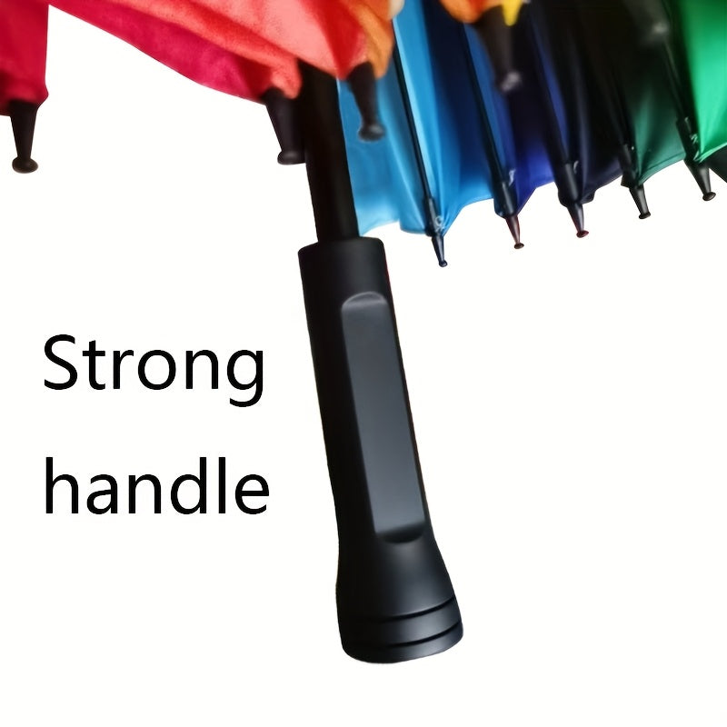 Parapluie Arc-en-ciel Vibrant 1pc - Épais, Grand, Ouverture et Fermeture Manuelle, Conception Coupe-Vent à 24 Nervures, Protection UV, Parasol Coloré pour une Protection Élégante contre les Intempéries