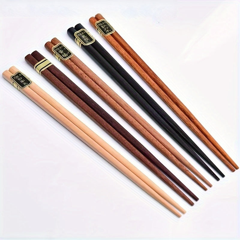 Five pairs of wooden chopsticks, spaghetti, kitchen cooking, solid wood chopsticks, five types of wooden chopsticks, square chopsticks, kitchen utensils