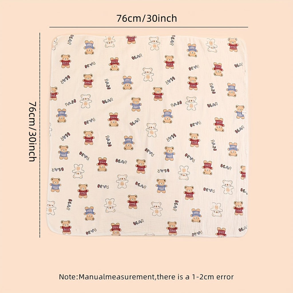 1pc 2-layer Gauze Bath Towel, Cute Cartoon Bath Towel, Animal Pattern Bath Towel, Christmas Halloween Thanksgiving Day Easter New Year Gift