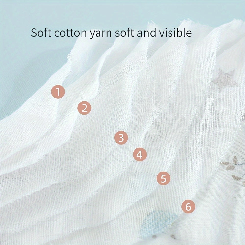 Soft Six-Layer Gauze Bath Towel Blanket for Babies, Highly Absorbent, Perfect for Swaddling.