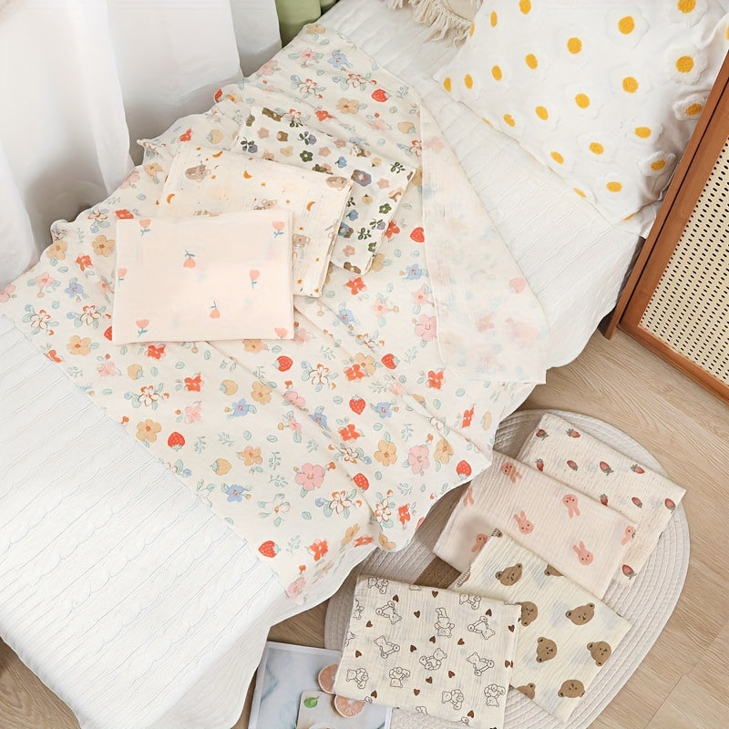 1pc 2-layer Gauze Bath Towel, Cute Cartoon Bath Towel, Animal Pattern Bath Towel, Christmas Halloween Thanksgiving Day Easter New Year Gift