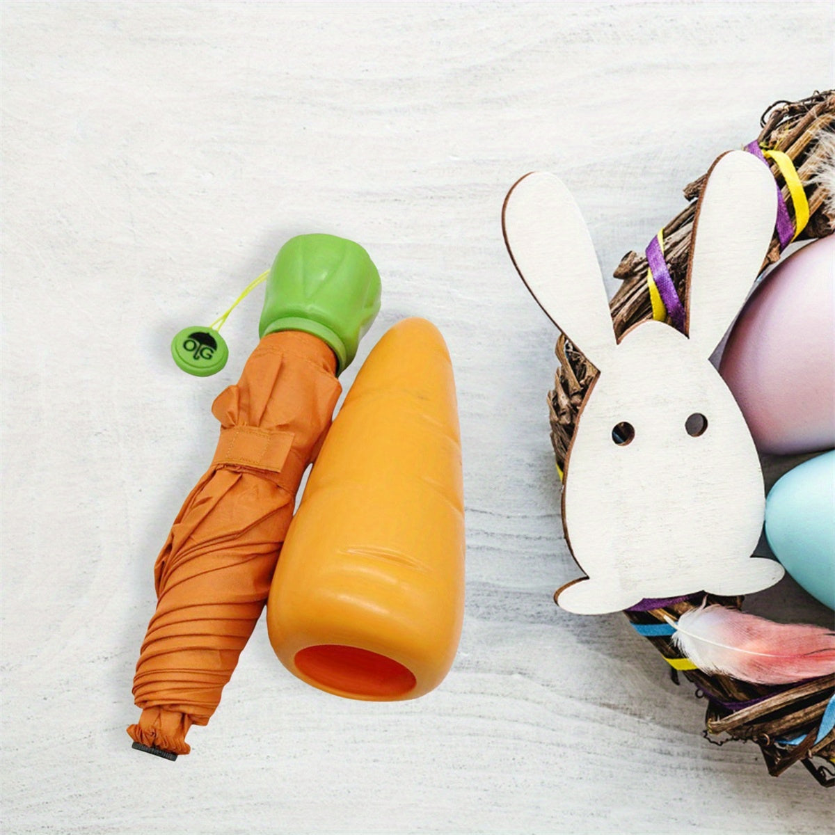 Parapluie pliable pour enfants avec motif de carottes - Protection contre le soleil et la pluie, coupe-vent, portable, orange avec accents de feuilles vertes, idéal pour les activités en plein air et l'utilisation quotidienne, parapluie pour la pluie