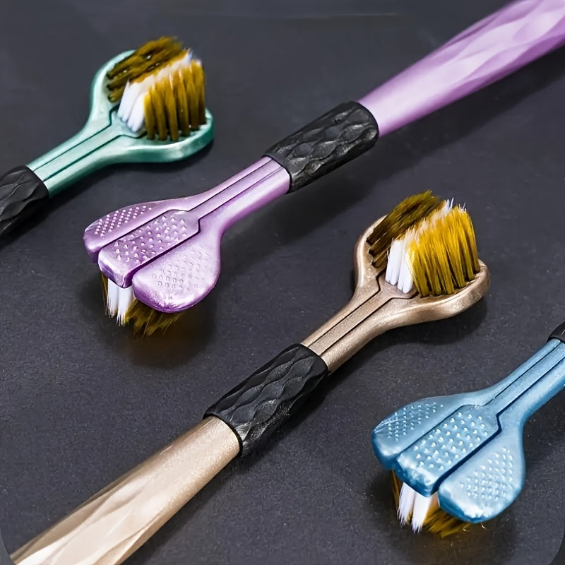 12 Brosses À Dents En Bois Pour Adultes - Design U-Shaped 3D Tout-Inclusif, Nettoyage À 360°, Doux Pour Les Dents Et Les Gencives, Poignée Transparente Avec Motif À Rayures, Sans Parfum C655
