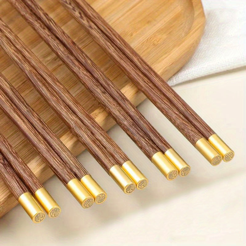5 Pairs Chicken Wings Wooden Chopsticks, Natural Paintless Log Texture High Quality Chinese Food Chopsticks, Tableware, Kitchen Accessories