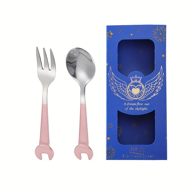 Outdoor Camping Picnic 304 Stainless Steel Spoon Fork Creative Wrench Dessert Coffee Spoon Cutlery Gift Set